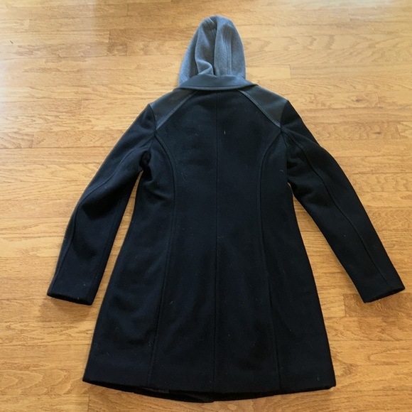 Marc New York Black Coat Wool Sweatshirt Hood Midi Women’s US Size 4 Small - Picture 11 of 12